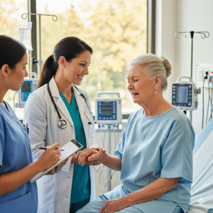 mulher,50 anos de idade consultando com uma médica sobre Fibromialgia.